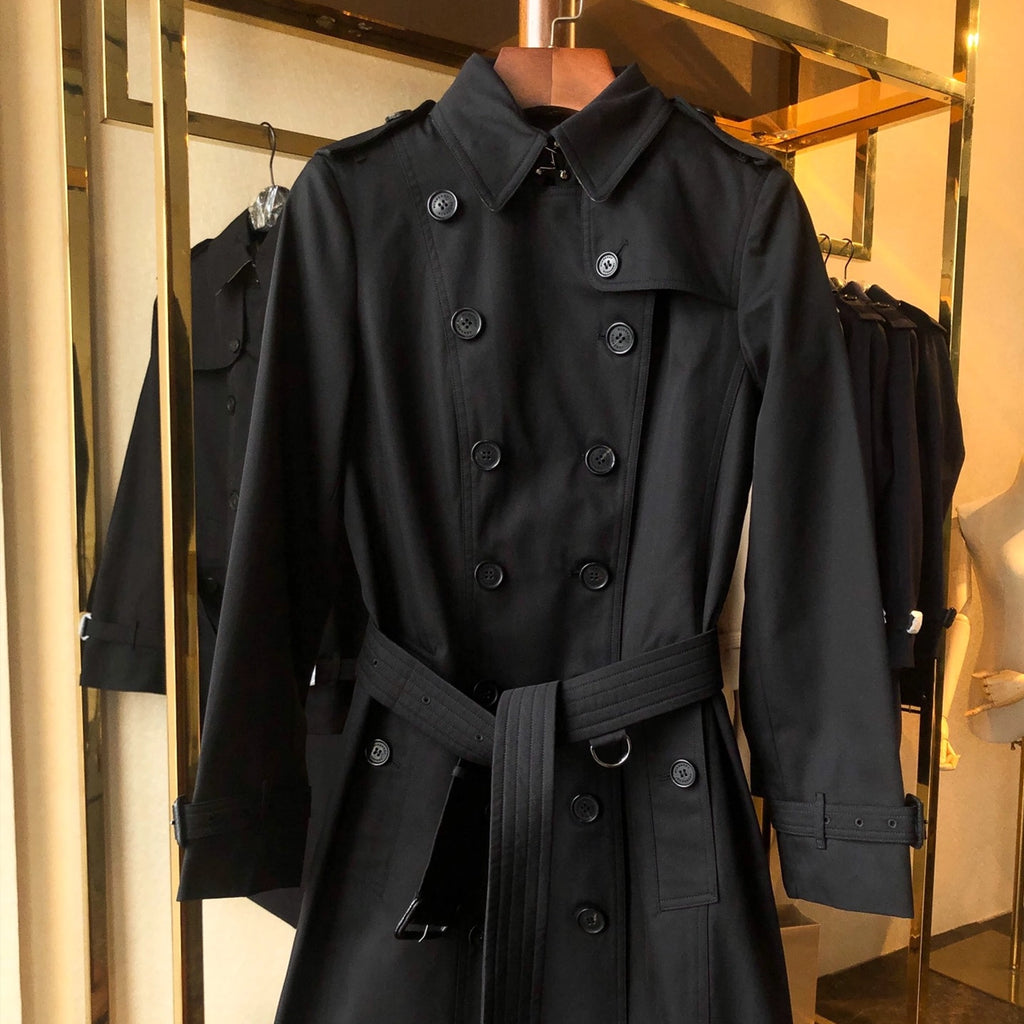 Women's Classic Long Trench Coat - Black