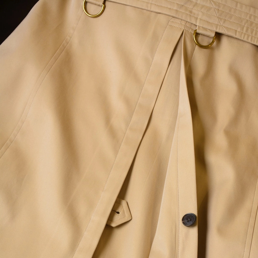Men's Classic British-Style Long Trench Coat - Khaki