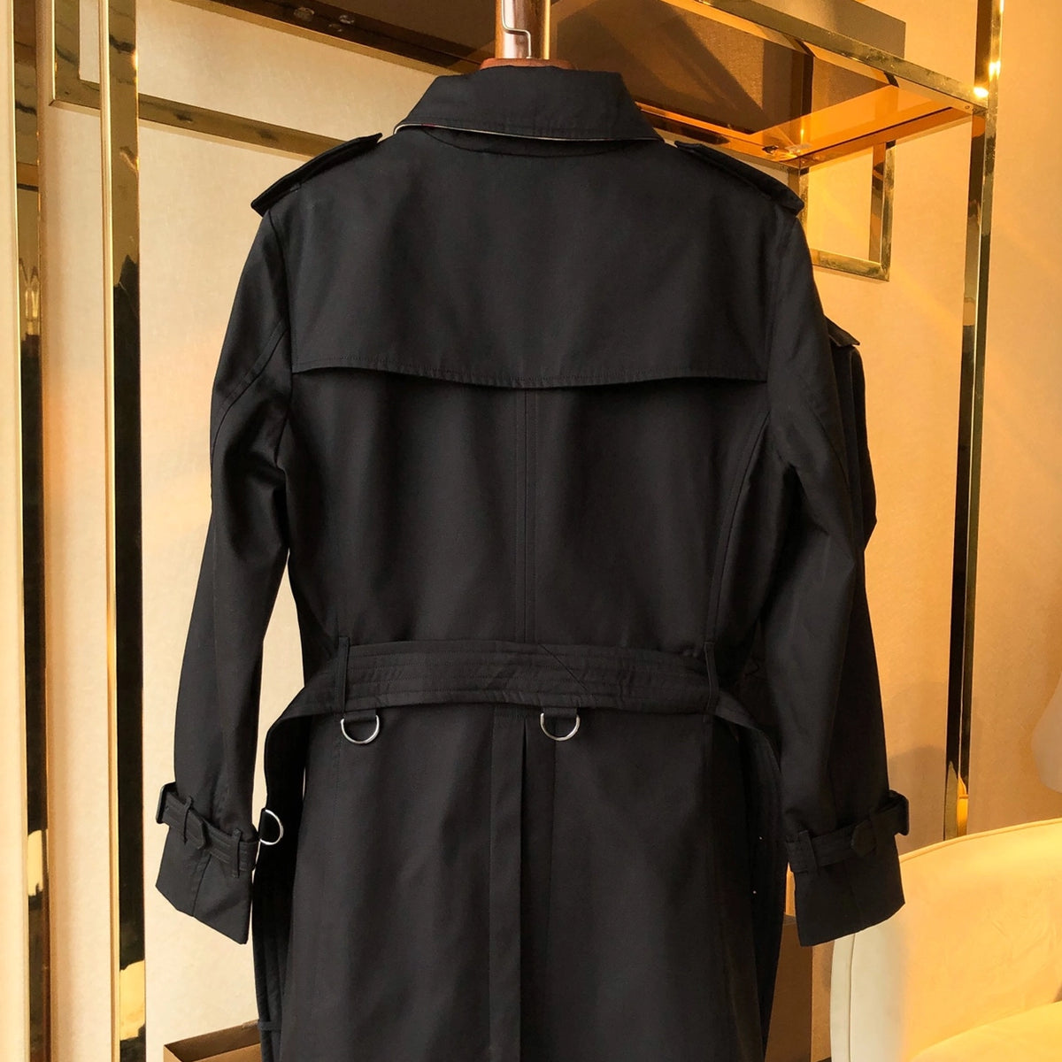 Men's Classic Long Trench Coat - Black