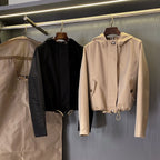 Women's Gabardine Short Windproof Snow Jacket - Khaki, Black