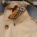 Women's Lined Printed Double-Breasted Belted Trench Coat - Khaki