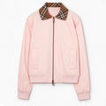 British-style short Harrington jacket, lightweight gabardine windbreaker for women - Tundra White, Pink Pearl