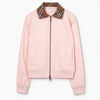 British-style short Harrington jacket, lightweight gabardine windbreaker for women - Tundra White, Pink Pearl