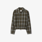 Unisex Plaid Patchwork Wool Harrington Jacket
