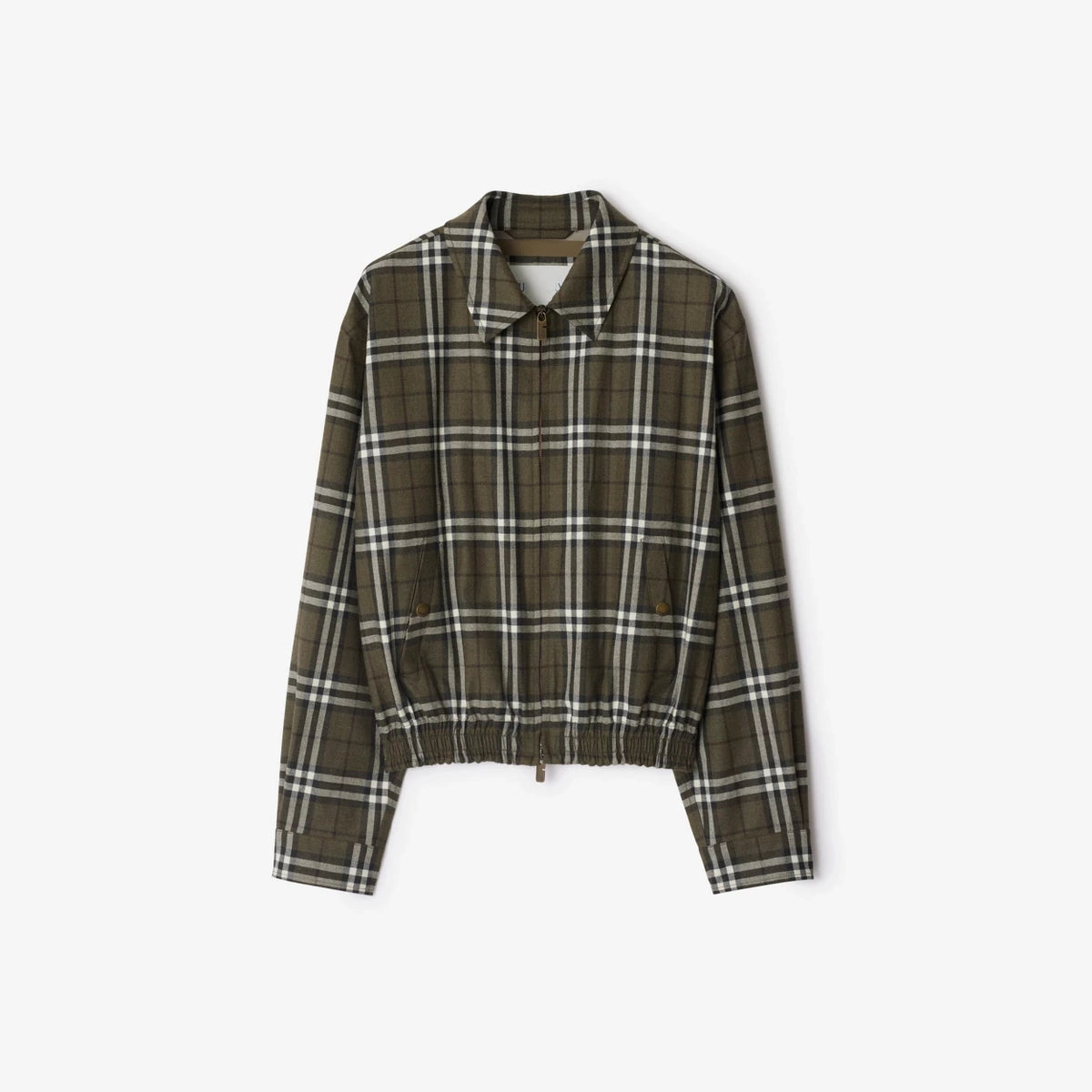 Unisex Plaid Patchwork Wool Harrington Jacket