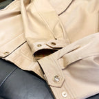 Women's Checkered Collar Short Windbreaker - Khaki
