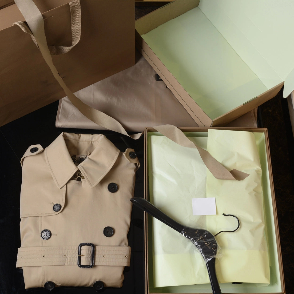 Men's Classic British-Style Long Trench Coat - Khaki