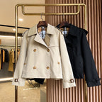 Women's Stand Collar Cotton Twill Short Trench Coat - Available in Two Colors
