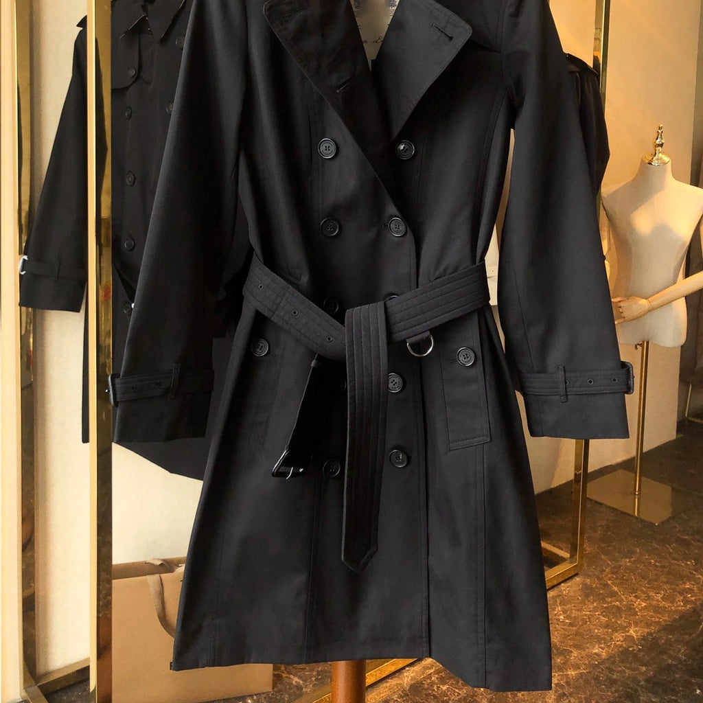 Women's Classic Long Trench Coat - Black