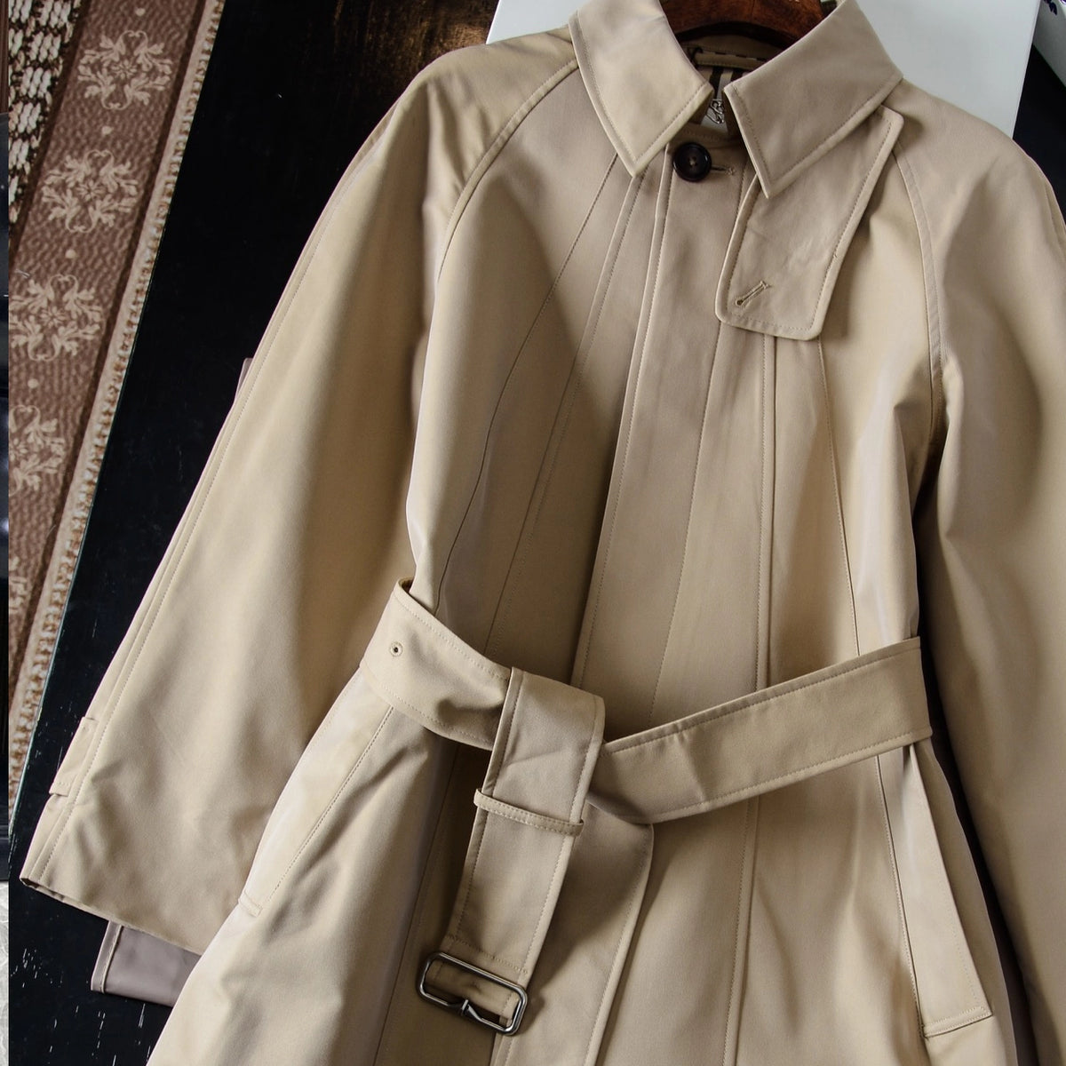Women's Long Cotton Twill Lightweight Coat - Khaki