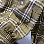 Unisex Plaid Patchwork Wool Harrington Jacket