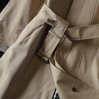 Women's Long Cotton Twill Lightweight Coat - Khaki