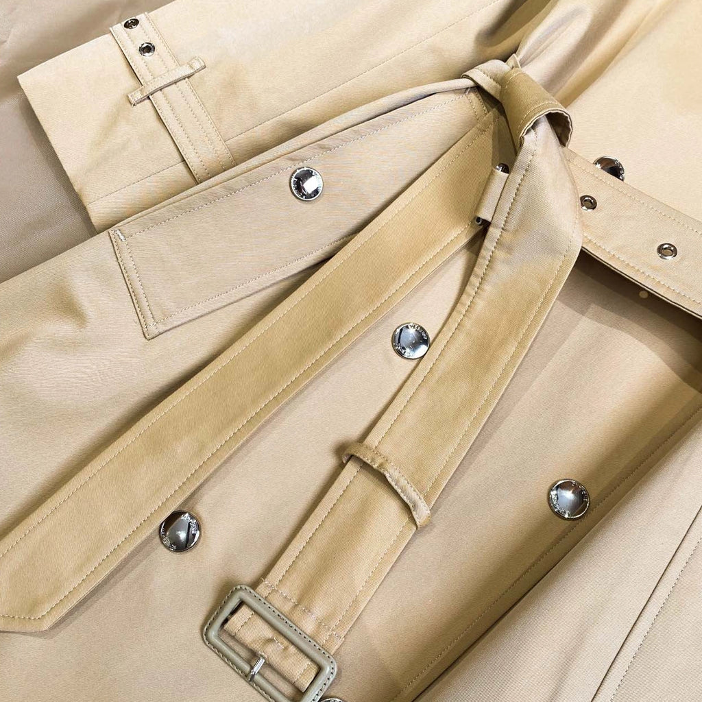 Women's Trench Coat with Checkered Lining Detail, Cotton - Available in Two Colors