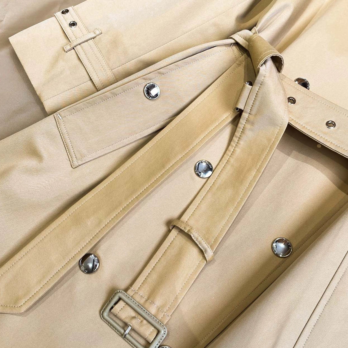Women's Trench Coat with Checkered Lining Detail, Cotton - Available in Two Colors