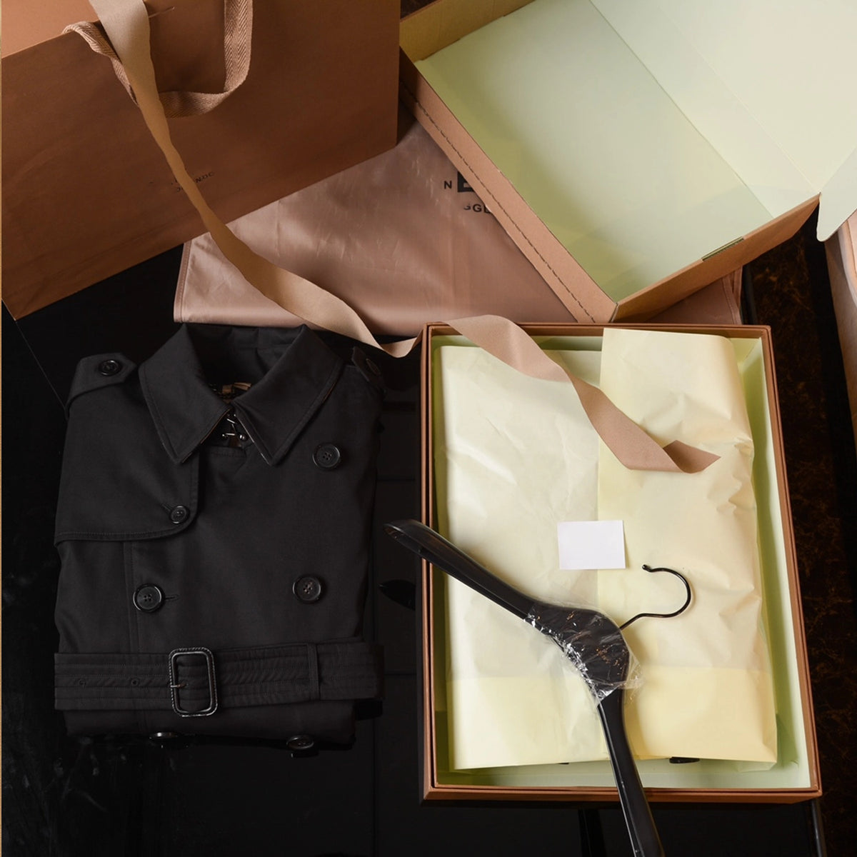 Men's Classic Short Trench Coat - Black
