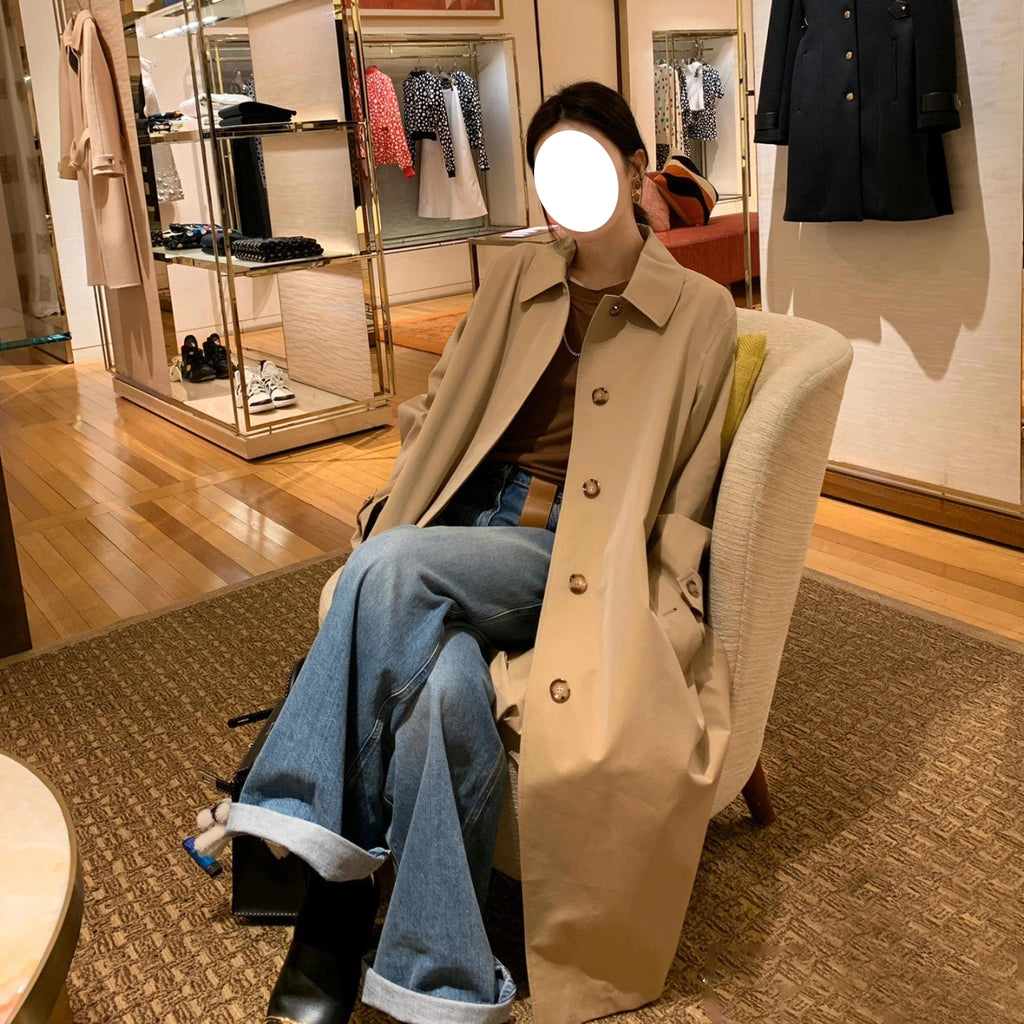 女式拼接褶皱轻质斜纹宽松外套