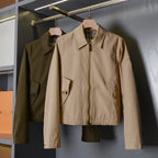Unisex Gabardine Trench Coat with Belt, Simple Windbreaker Jacket - Army Green, Sand