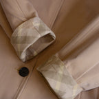 Women's Mid-Length Lightweight Reversible Plaid Trench Coat - Loose Casual Windbreaker in Khaki
