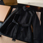 Short Slim-Fit Cotton-Blend Windproof Trench Coat