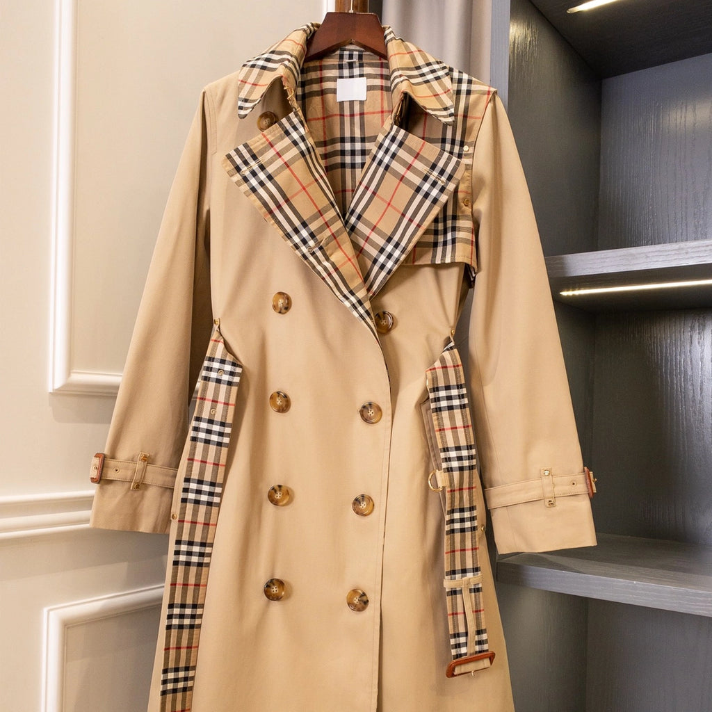 Women's Vintage Cut Long Twill Cotton Classic Trench Coat