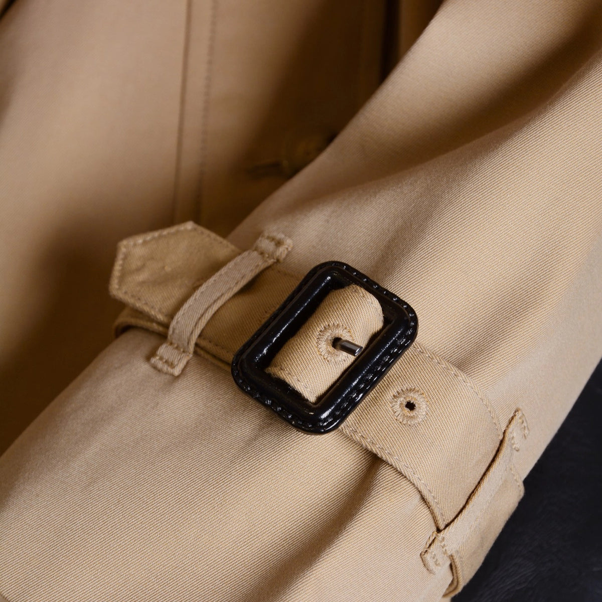 British-style long gabardine trench coat, classic fitted trench jacket - Khaki, black