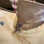 Women's Trench Coat with Checkered Lining Detail, Cotton - Available in Two Colors