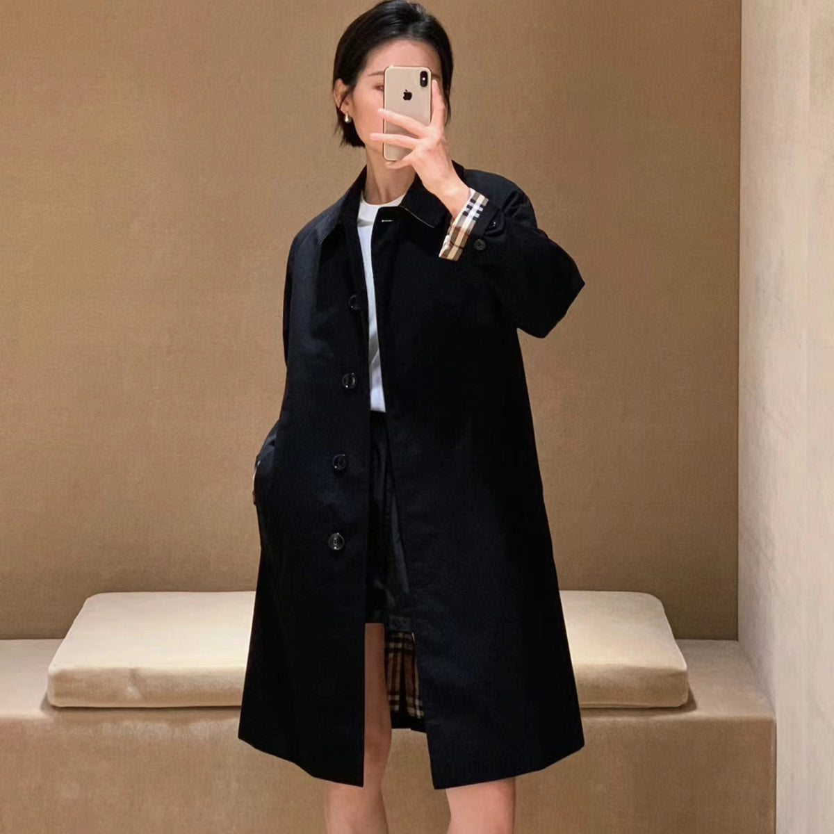 Women's Gabardine Lightweight Trench Coat, Raglan Sleeve, Single-Breasted, Simple Loose Jacket - Khaki, Black