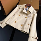Women's Stand Collar Cotton Twill Short Trench Coat - Available in Two Colors