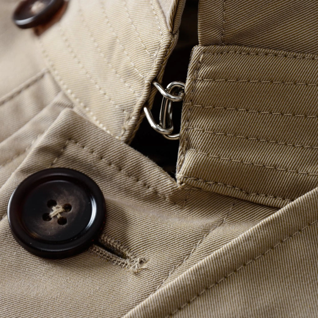 Women's Long Cotton Twill Lightweight Coat - Khaki