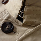 Women's Long Cotton Twill Lightweight Coat - Khaki