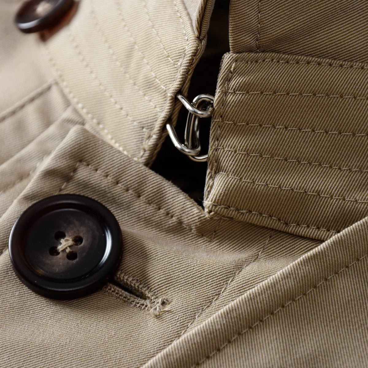 Women's Long Cotton Twill Lightweight Coat - Khaki
