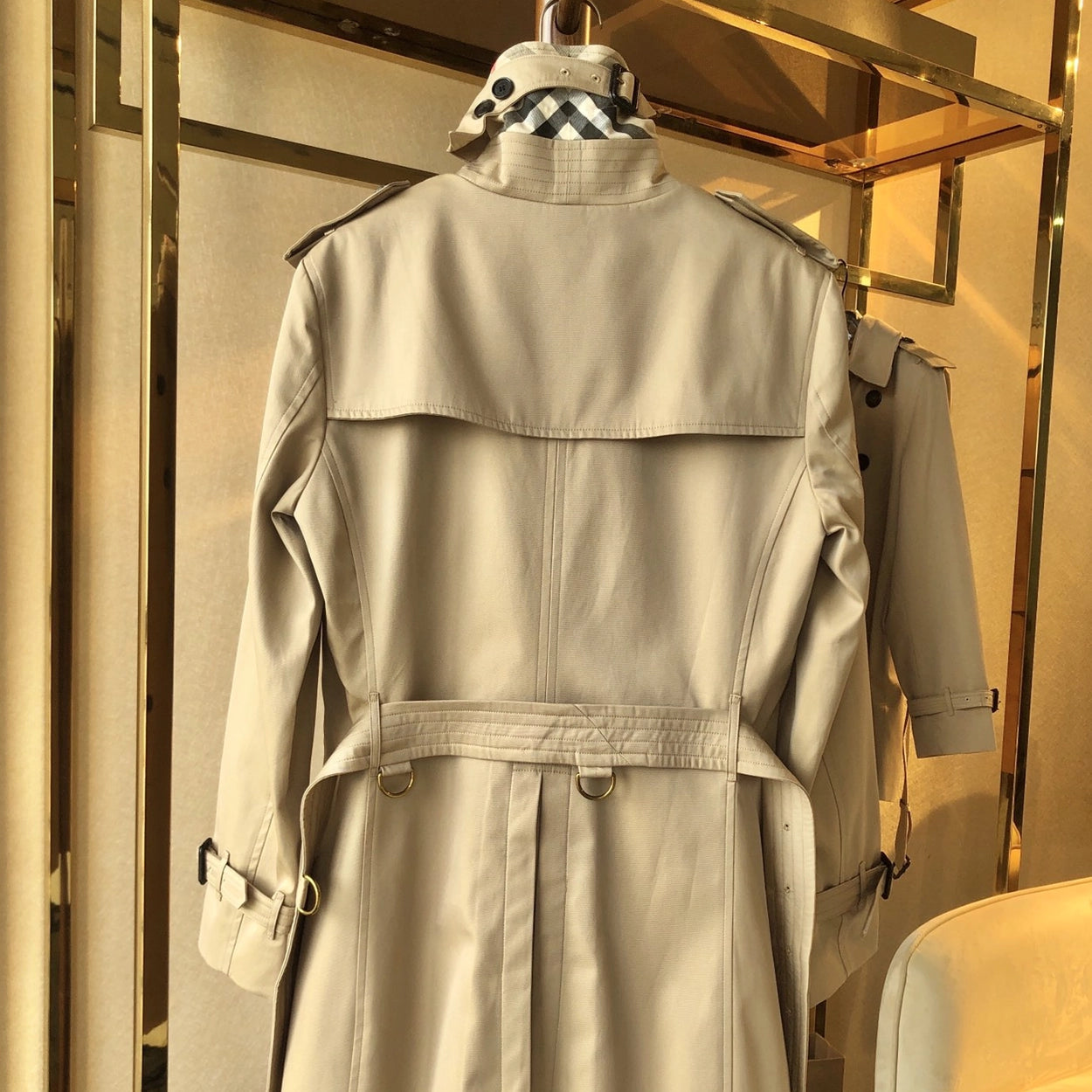 Men's Classic British-Style Long Trench Coat - Khaki