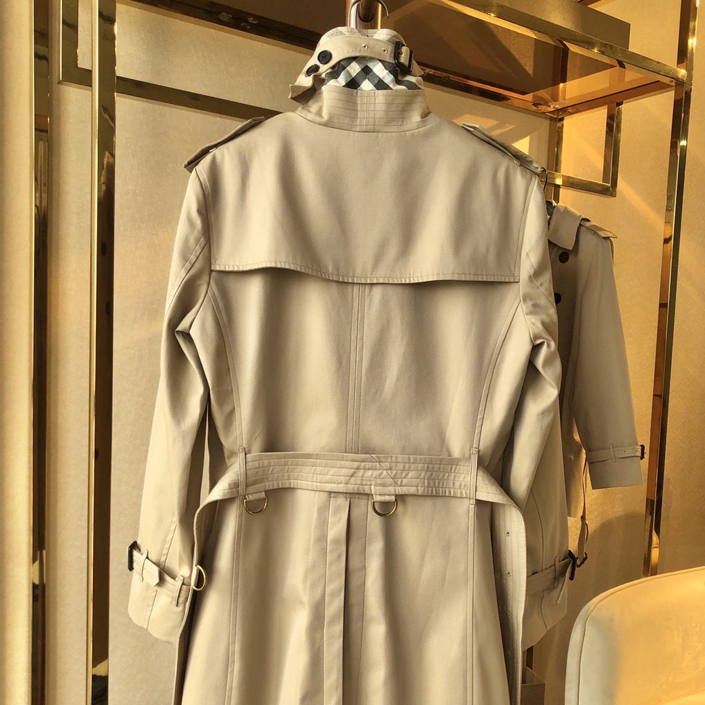Men's Classic British-Style Long Trench Coat - Khaki