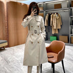 Women's Classic Long Gabardine Trench Coat