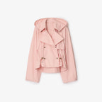 Women's lightweight gabardine hooded trench coat - floral pink, olive green, navy blue