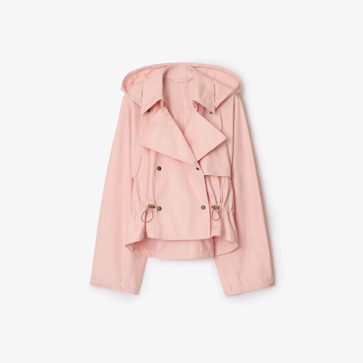 Women's lightweight gabardine hooded trench coat - floral pink, olive green, navy blue