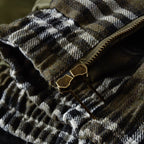 Unisex Plaid Patchwork Wool Harrington Jacket