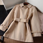 Women's Mid-Length Gabardine Trench Coat - Khaki, Black