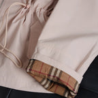 Women's Simple Hooded Waist-Cinching Trench Coat Zipper Jacket - Light Blush Red, Green