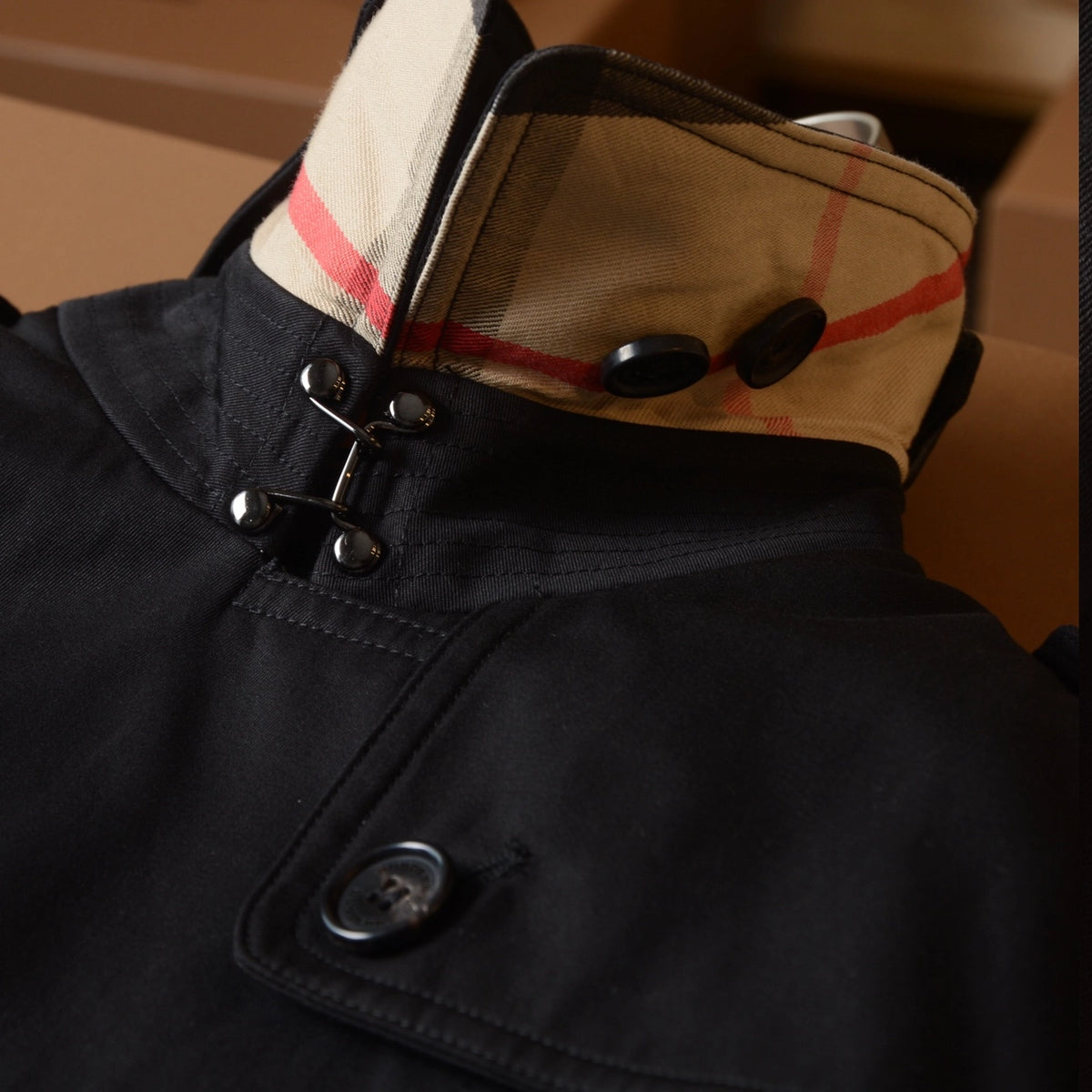 Men's Classic Short Trench Coat - Black