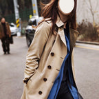 Women's Classic Long Trench Coat - Khaki