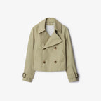Women's Short Cotton-Blend Earth-Tone Windproof Trench Coat