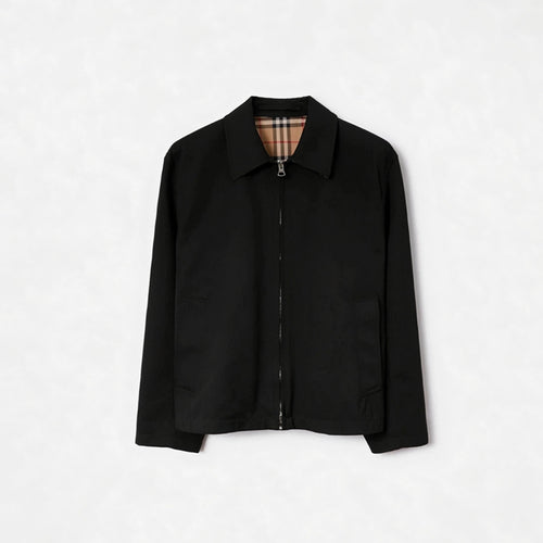 Loose Lapel Gabardine Jacket, Simple Cotton Windbreaker - Khaki, Black