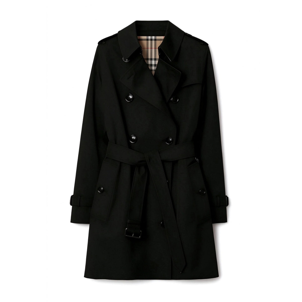 Women's Short Gabardine Double-Breasted Windbreaker Jacket - Available in Two Colors