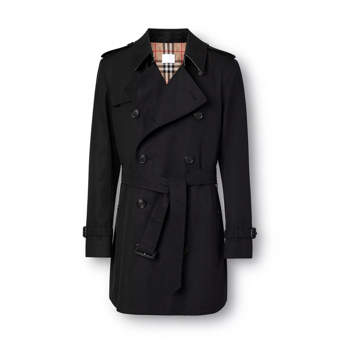 Men's Short Gabardine Trench Coat - Khaki, Black