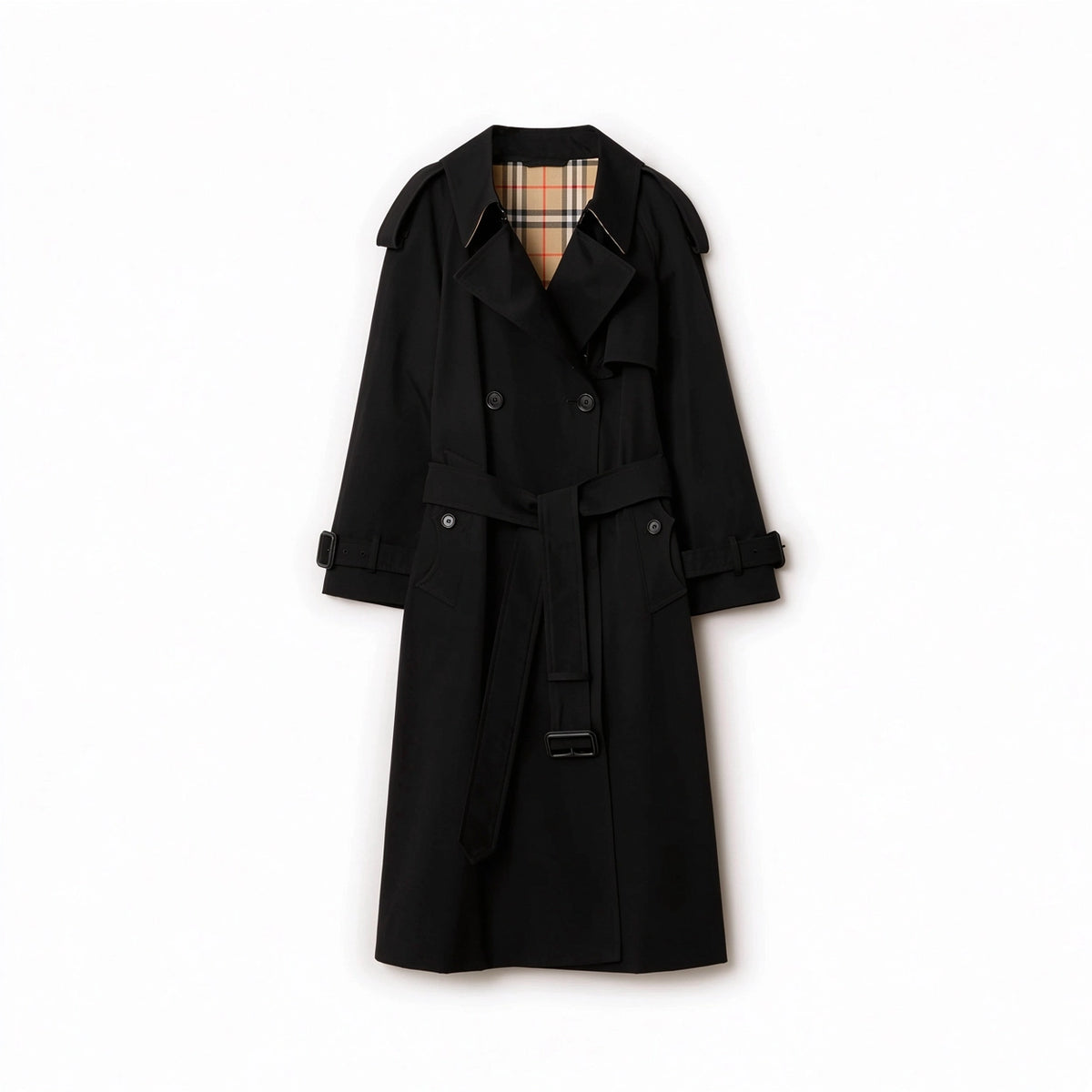 Women's Long Gabardine Lightweight Windproof Coat - Khaki, Black