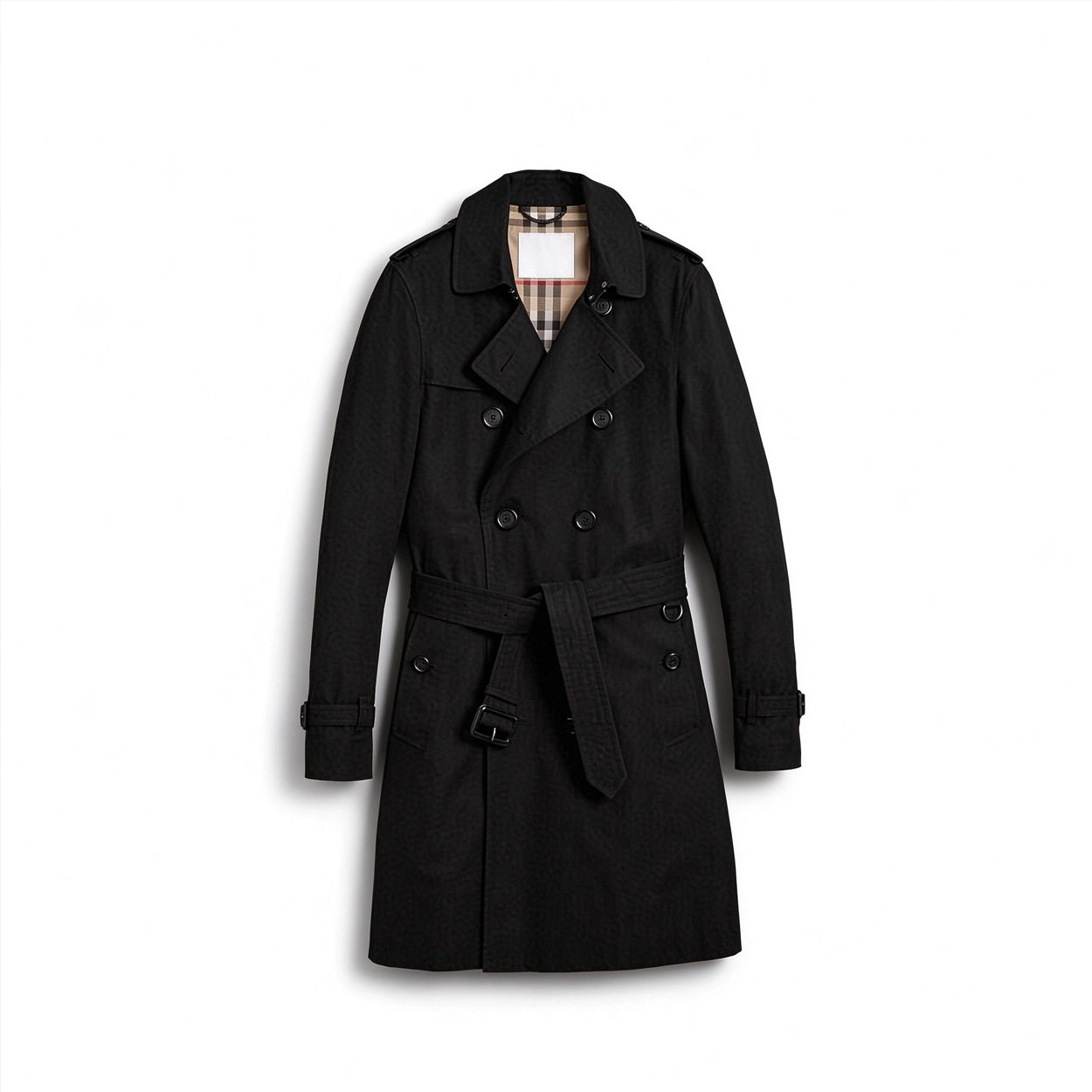 Men's Classic Long Trench Coat - Black