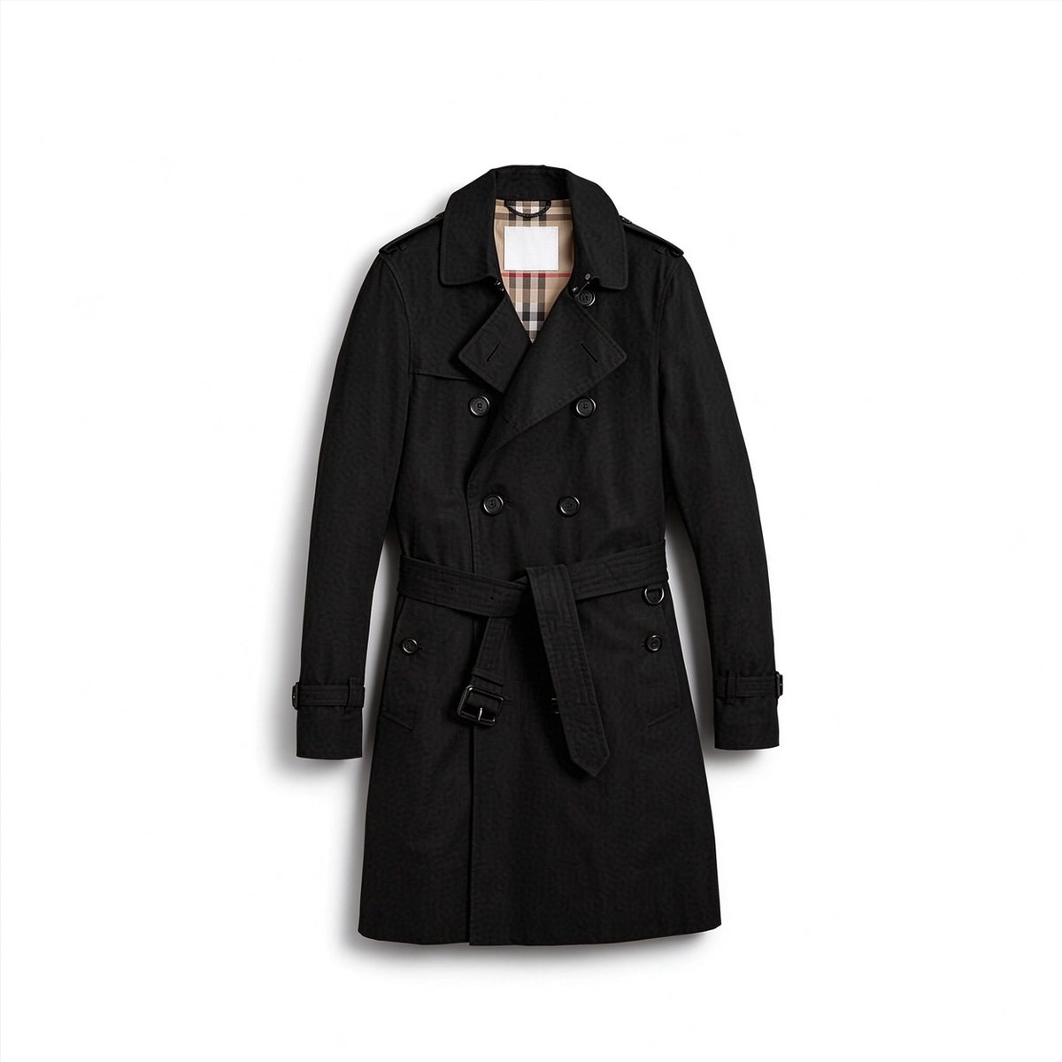 Men's Classic Long Trench Coat - Black