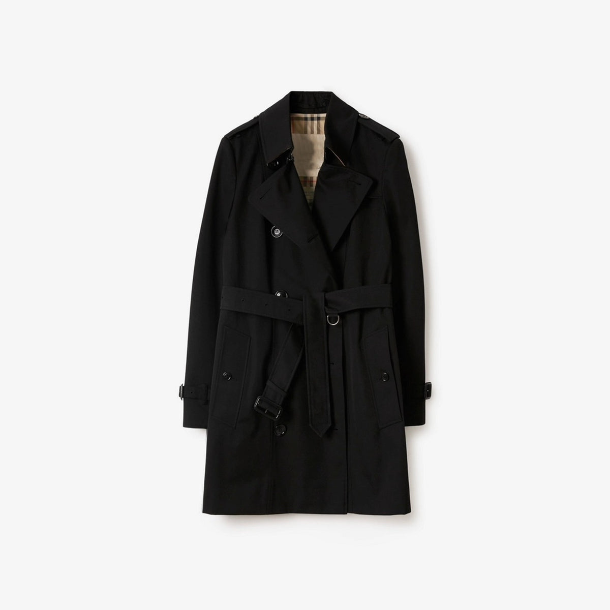 Women's short gabardine double-breasted windproof trench coat