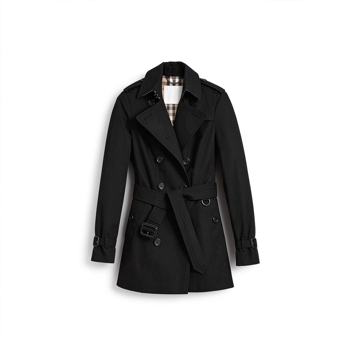 Women's Classic Short Trench Coat - Black
